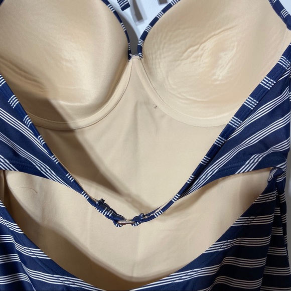 Merona Swimsuit One Piece Blue Stripes X Large String Halter - Picture 6 of 11
